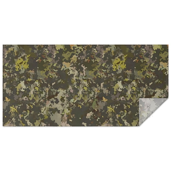 Olive Green Camo Mottled Pattern Rectangle Tablecloth 60"x120",Waterproof Polyester Rectangle Table Cloth, Wipeable Spillproof Polyester Tablecloth for Dining, Camping, Indoor and Outdoor