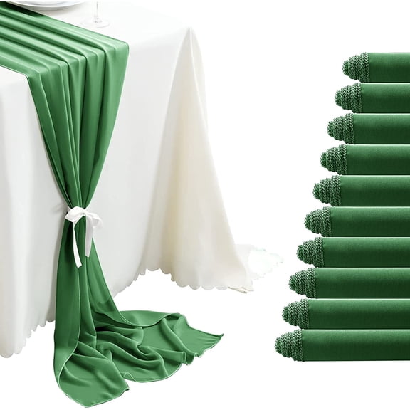 Olive Green Chiffon Table Runner 10Ft Wedding Table Runner 29x120 Inches