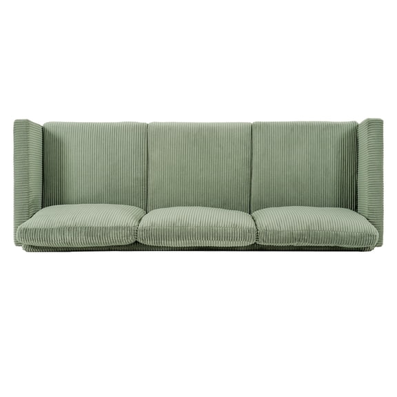 Olive Green Corduroy L-Shaped Sofa | Modern Luxury Velvet Sectional for Living Rooms & Apartments | 4-Seat, Memory Foam, Easy Assembly, 88"