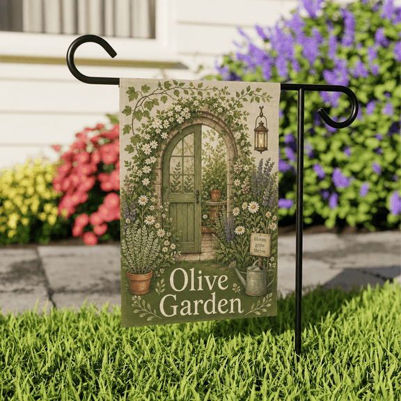Olive Green Cottage Garden Flag for Plant Lovers