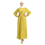Olive Green - Crew neck - Unlined - Modest Dress - Refka
