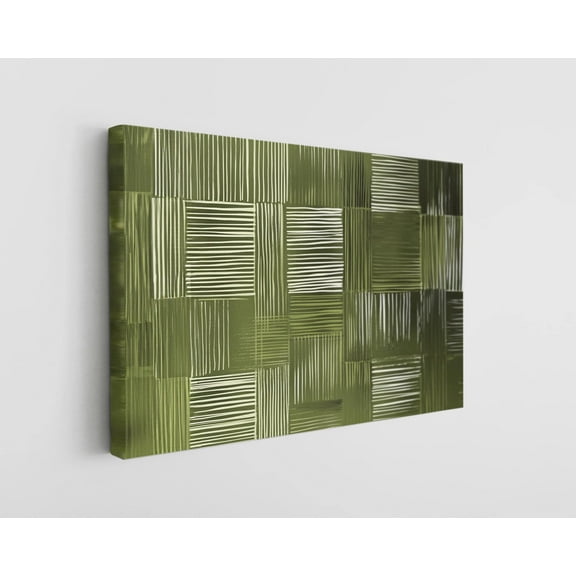 Olive Green Cross Hatching Canvas Wall Art - High-Quality Abstract Pattern Print - Handcrafted Modern Decor - Stylish Wall Art - Gift for Home or Office