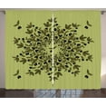 thumbnail image 1 of Ambesonne Olive Green Curtains 2 Panel Set, Fruit Branches, 108" x 84", Olive Green Green, 1 of 3