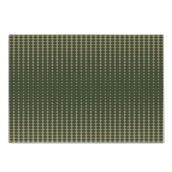 Olive Green Cutting Board, Abstract Dotted Halftone Design Vintage Inspirations Geometrical, Decorative Tempered Glass Cutting and Serving Board, Small Size, Olive Green Pale Brown, by Ambesonne
