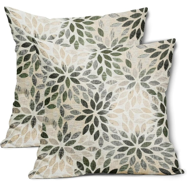 Set Of 2 Square Beige Floral Throw Pillow Covers Set Of 2 Square Beige Floral Throw Pillow Covers
