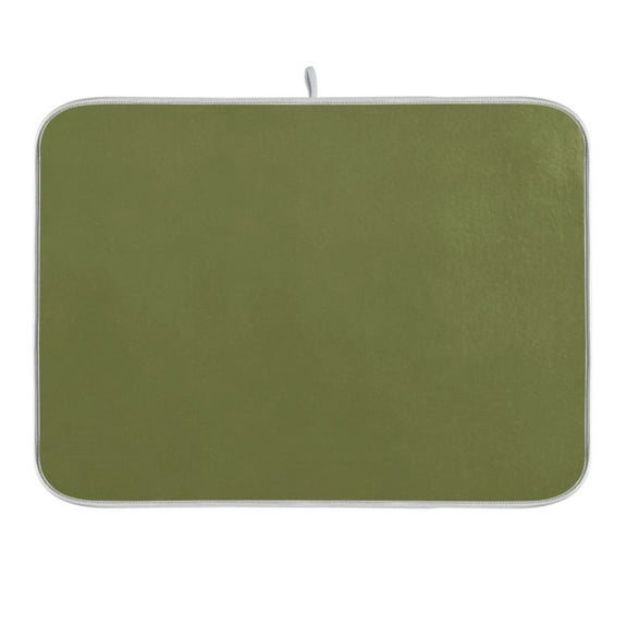 Olive Green Dish Drying Mat 16x18 Absorbent Microfiber Draining Rack Pad for Kitchen Counter Sink