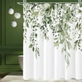 thumbnail image 1 of Olive Green Eucalyptus Shower Curtain, Watercolor Plant Leaves with Floral Bathroom Shower Curtain Set with Hooks, 72x72, 1 of 6