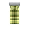 thumbnail image 1 of Olive Green Fitted Sheet & Pillow Sham Set, Quilt Pattern Traditional Scottish Design Checkered Geometrical, Decorative Printed 4 Piece Bedding Decor Set, Twinxl, Dark Green Yellow Brown, by Ambesonne, 1 of 3