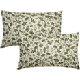 thumbnail image 1 of Olive Green Floral Pillow Covers 12x20 Set of 2 Vintage Rustic Old Style Cute Small Flower Green Cream Print Decorative Outdoor Pillowcases Farmhouse Throw Cushion Case Decor for Couch Sofa Bed, 1 of 6
