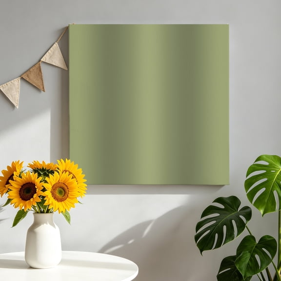 Olive Green Gradient Canvas Wall Art, Abstract Rustic Sage Green Minimalist Framed Canvas Wall Decor Picture Print Artwork Decorations for Living Room Office Ready to Hang 8" x 8"