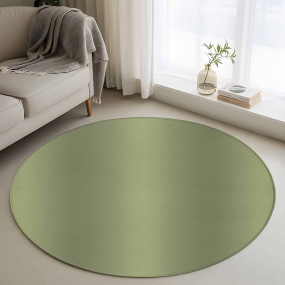 Olive Green Gradient Round Rug 4Ft Abstract Rustic Sage Green Minimalist Circle Area Rugs Washable Non Slip Indoor Floor Mats Carpet for Living Room Bedroom Dining Room Home Decor