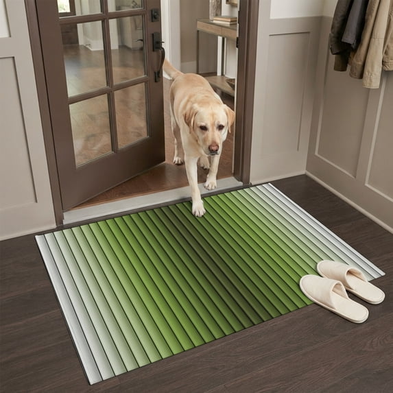 Olive Green Gradient Stripe Front Door Rugs 2x3ft Modern Abstract 3D ...