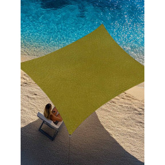 Olive Green Grain Texture Sun Shade Sail 6.5' x 10', Vintage Industrial Moss Solid Color Rectangle Outdoor Sunshade Canopy, Waterproof UV Block Patio Covers for Garden Yard Beach