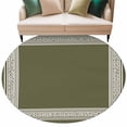 thumbnail image 1 of Olive Green Greek Key Large Area Rugs for Bedroom Living Room, Soft Non Slip Carpet Bedside Rug, Geometric Greece Ancient Farmhouse Geo Round Floor Cover Kitchen Accent Rug 5' for Dining Room/Office, 1 of 9