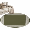 thumbnail image 1 of Olive Green Greek Key Large Area Rugs for Bedroom Living Room, Soft Non Slip Carpet Bedside Rug, Geometric Greece Ancient Farmhouse Geo Round Floor Cover Kitchen Accent Rug 4' for Dining Room/Office, 1 of 9