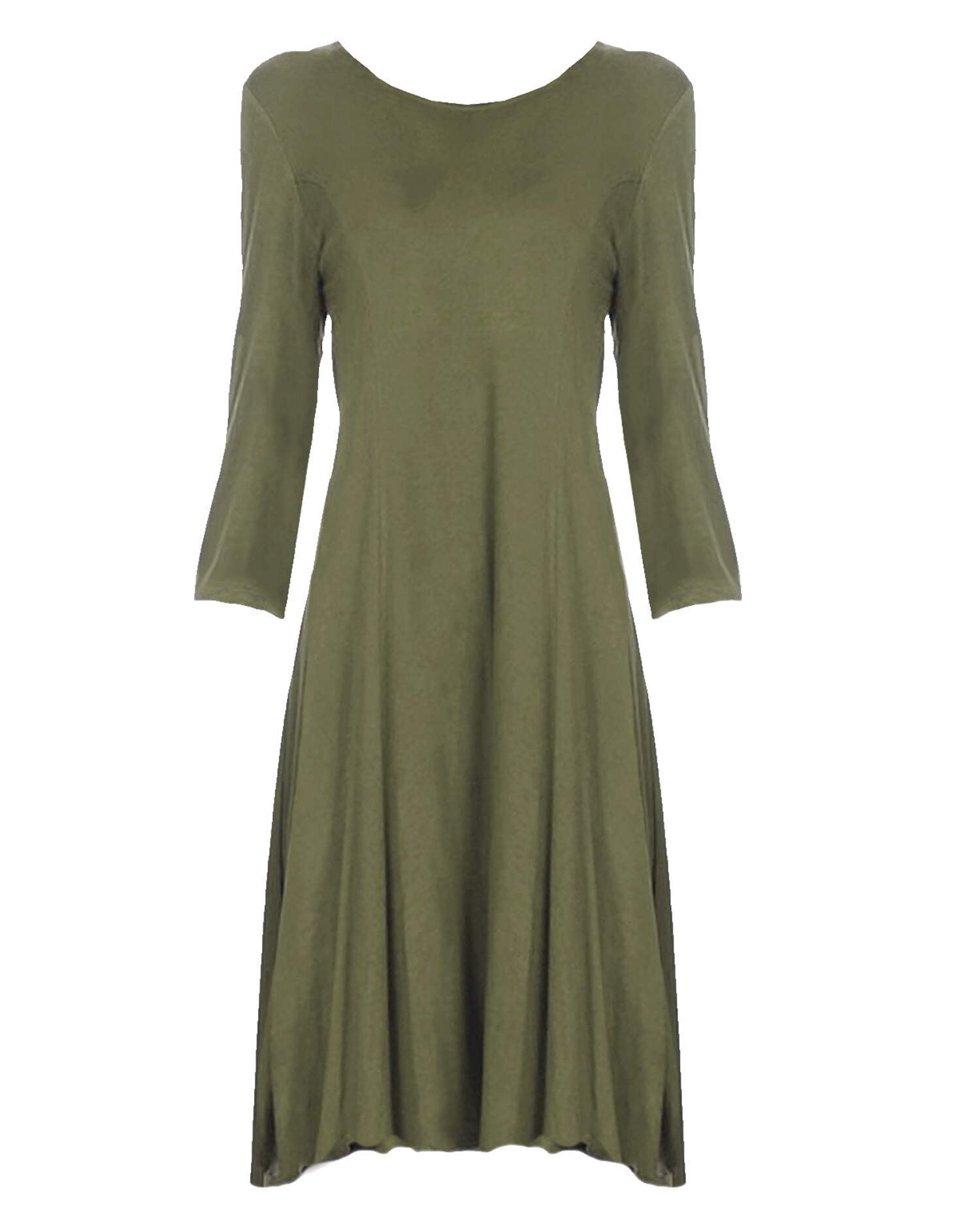 Olive Green Jersey Knit Long Sleeve Flared Swing Dress Size Medium -  Walmart.com