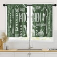 thumbnail image 1 of Olive Green Kitchen Curtains 36 Inch Length Modern Window Short Tier Curtains Over Sink Set of 2, White Doodle Abstract Art Small Kitchen Decor, 1 of 6