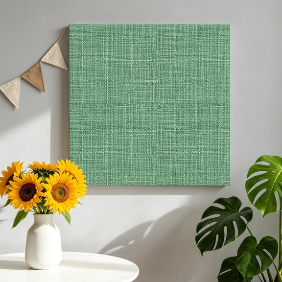 Olive Green Linen Canvas Wall Art, Rustic Boho Natural Luxury Fabric Pictures Wall Decor Wooden Framed Artwork Art Prints for Living Room Hallway Bedroom Office 8"x8"