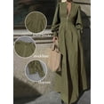 thumbnail image 1 of Olive Green Long Sleeve Zipper Front Maxi Dress For Women, Elegant Casual Style, 1 of 6