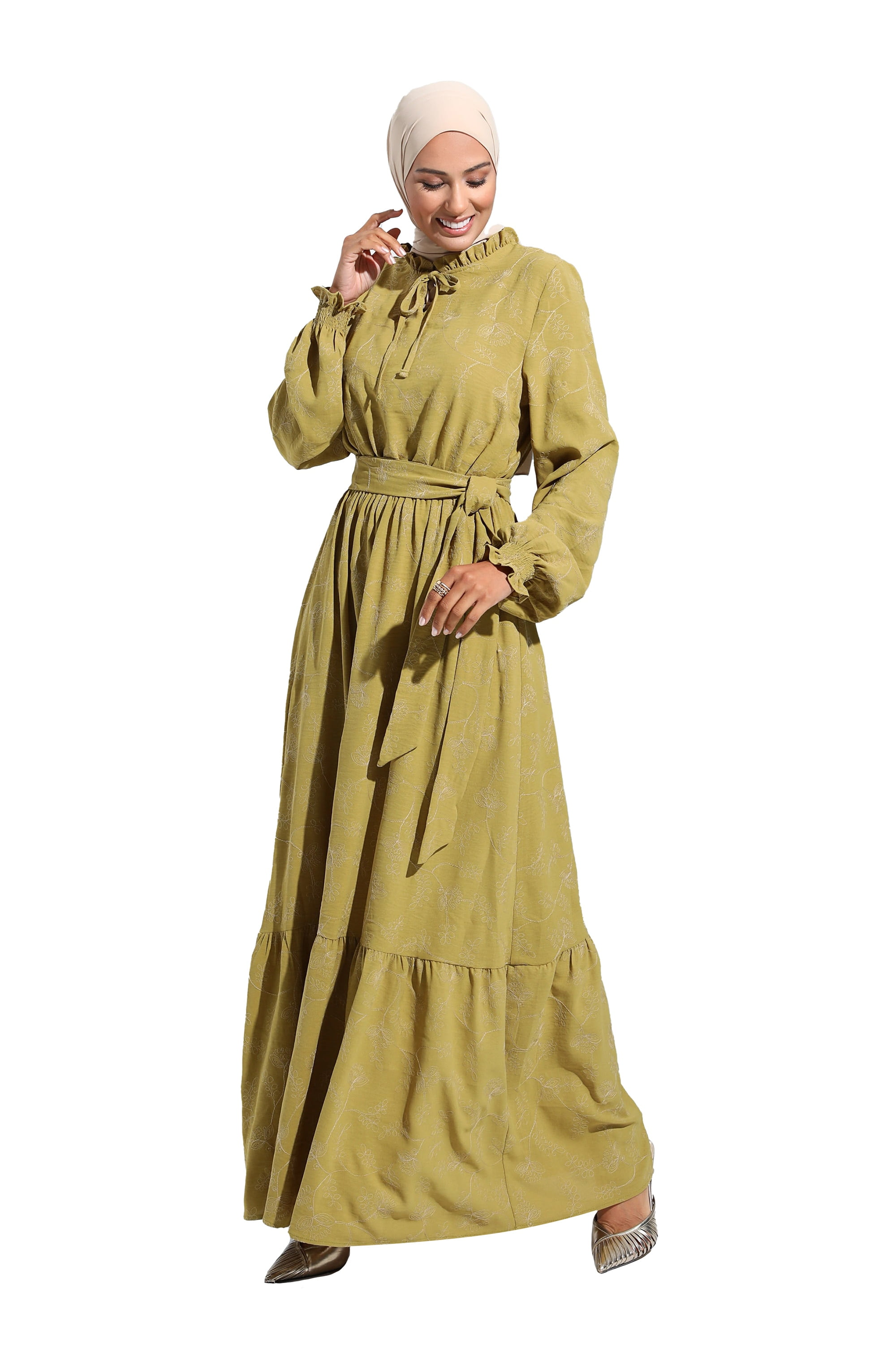 Olive Green - Multi - Unlined - Modest Dress - Refka - Walmart.com