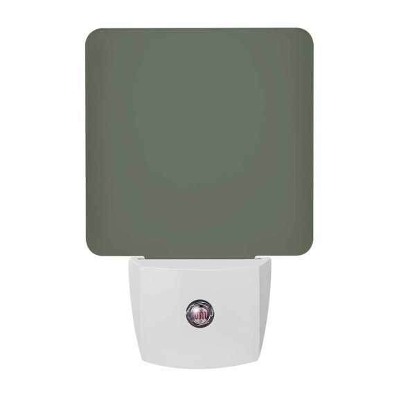 Olive Green Night Light, Deep Green Color Solid Background Autumnal Rustic Farmhouse Plug in Night Lights with Dusk to Dawn Sensor, Energy Saving Green LED Nightlight for Bedroom Bathroom