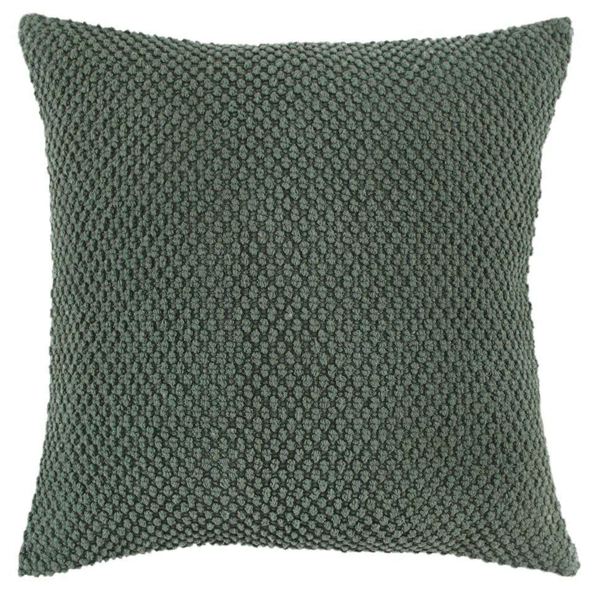 Olive Green Nubby Textured Cotton Square Throw Pillow