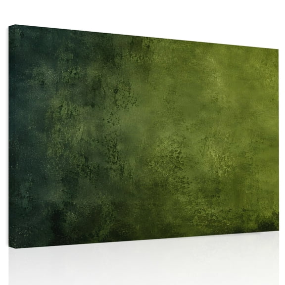 Olive Green Ombre Canvas Print Wall Art, Vintage Moss Forest Green Black Rustic Boho Wall Decor Framed Artwork Paintings Pictures for Living Room Bedroom Stretched Ready to Hang, 12" x 16"