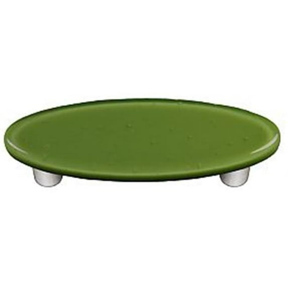 Olive Green Oval Glass Cabinet Pull - Aluminum Post