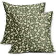 thumbnail image 1 of Olive Green Pillow Covers 16x16 Set of 2 Vintage Floral Rustic Old Style Cute Flower Print Decorative Outdoor Pillowcases Seasonal Farmhouse Throw Cushion Case Decor for Couch Sofa Bed, 1 of 6