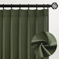 thumbnail image 1 of Olive Green Pinch Pleated Linen Curtains 100 Inch Length 2 Panels for Living Room Bedroom Semi Sheer Window Curtain Boho Neutral Back Tab Pinch Pleat Drape with Hooks 100 Inches Long, 1 of 18
