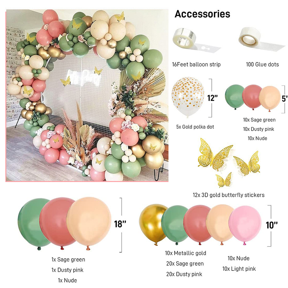 Safari Jungle Baby Shower Decorations Kit - 140pcs Balloons With Sage, Olive Green & Pink For Gender Reveal Or Birthday Party - View #6