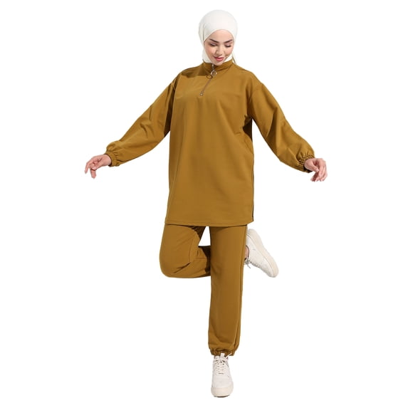 Olive Green - Polo neck - Tracksuit Set - Refka