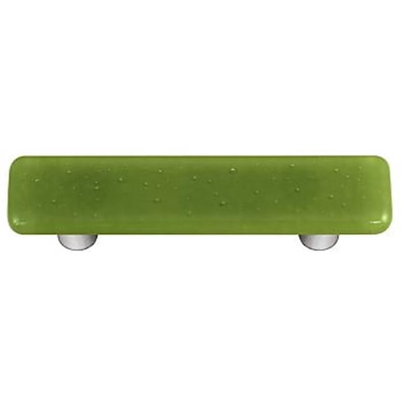 Olive Green Rectangle Glass Cabinet Pull - Aluminum Post
