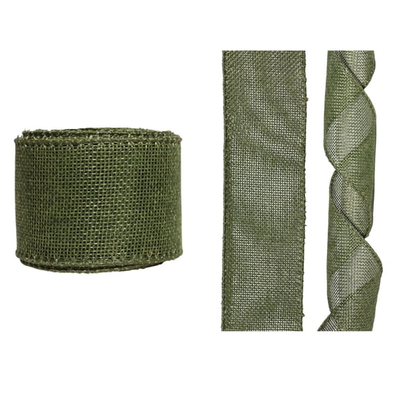 Olive Green Ribbon, Easter Ribbon Wired, 2 in Wide, 118 in Long, Diy Bow Making, Wrapping Ribbon, Rustic Easter decor, Olive Green decor, Holiday Gatherings, 1 Roll