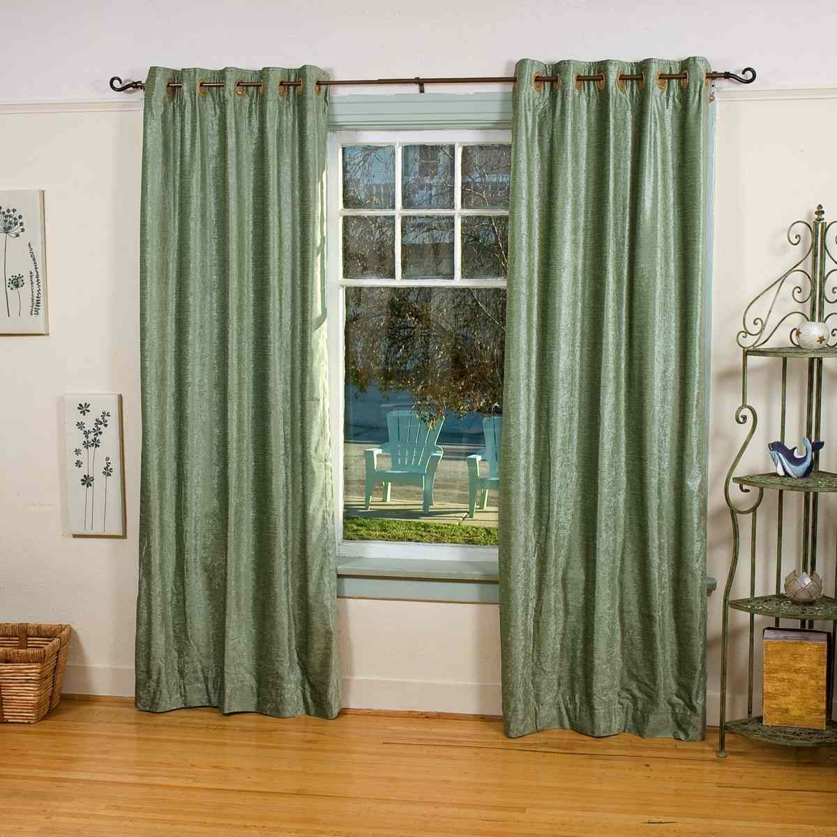 Olive Green Ring / Grommet Top Velvet Curtain / Drape / Panel 80W x