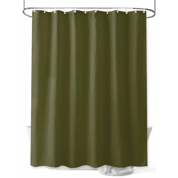 Olive Green Shower Curtain, Solid Color Waterproof Shower Curtain Set with 12 Hooks Lightweight Washable Fabric Shower Curtains for Bathroom 72x72 Inches