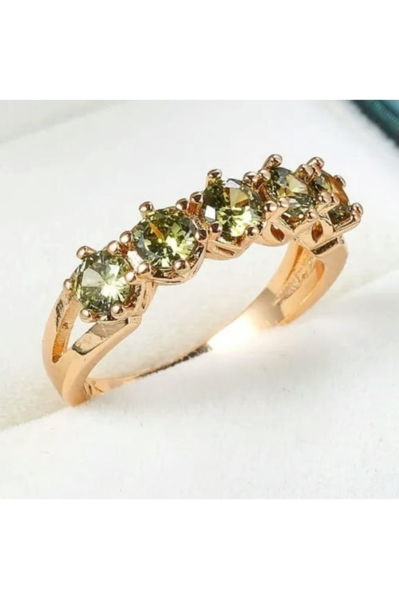 Olive Green Single Row CZ Bands 925 Silver 3mm Women's Engagement Ring Size 6-10