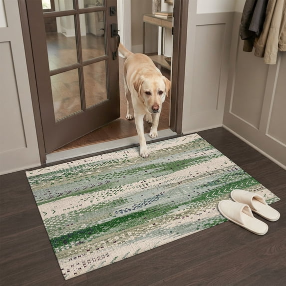 Olive Green Small Area Rugs 2x3 Bohemian Tribal Dots Speckled Backdrop ...