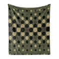 thumbnail image 1 of Olive Green Soft Flannel Fleece Blanket, Retro Style Pattern with Geometric Circles Dotted Design Abstract Composition, Cozy Plush for Indoor and Outdoor Use, 70" x 90", Multicolor, by Ambesonne, 1 of 5