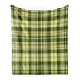 thumbnail image 1 of Olive Green Soft Flannel Fleece Throw Blanket, Quilt Pattern Traditional Scottish Design Checkered Geometrical, Cozy Plush for Indoor and Outdoor Use, 50" x 60", Dark Green Yellow Brown, by Ambesonne, 1 of 5
