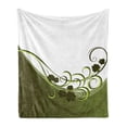 thumbnail image 1 of Olive Green Soft Flannel Fleece Throw Blanket, Wedding Inspired Floral Arrangement Flourishing Nature Print, Cozy Plush for Indoor and Outdoor Use, 70" x 90", Pale Green White, by Ambesonne, 1 of 5