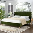 thumbnail image 1 of King Size Olive Green Modern Wavy Headboard Platform Bed with Durable Materials, 1 of 12