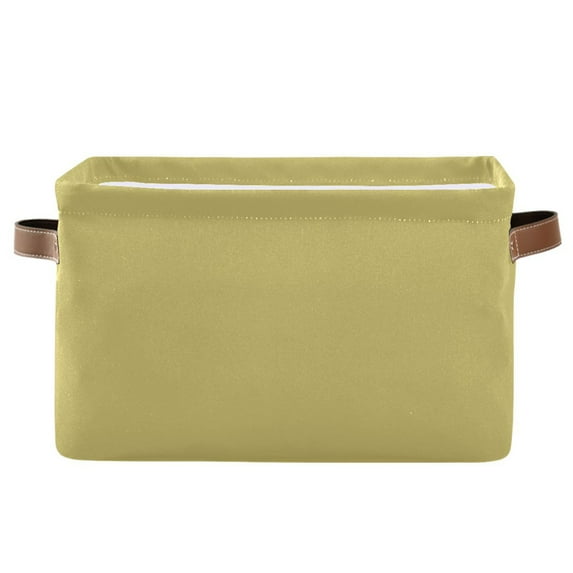 Olive Green Storage Bins with Handle Fabric Organizer Basket Foldable Box 1 Pack 14.2x10.2x8.3