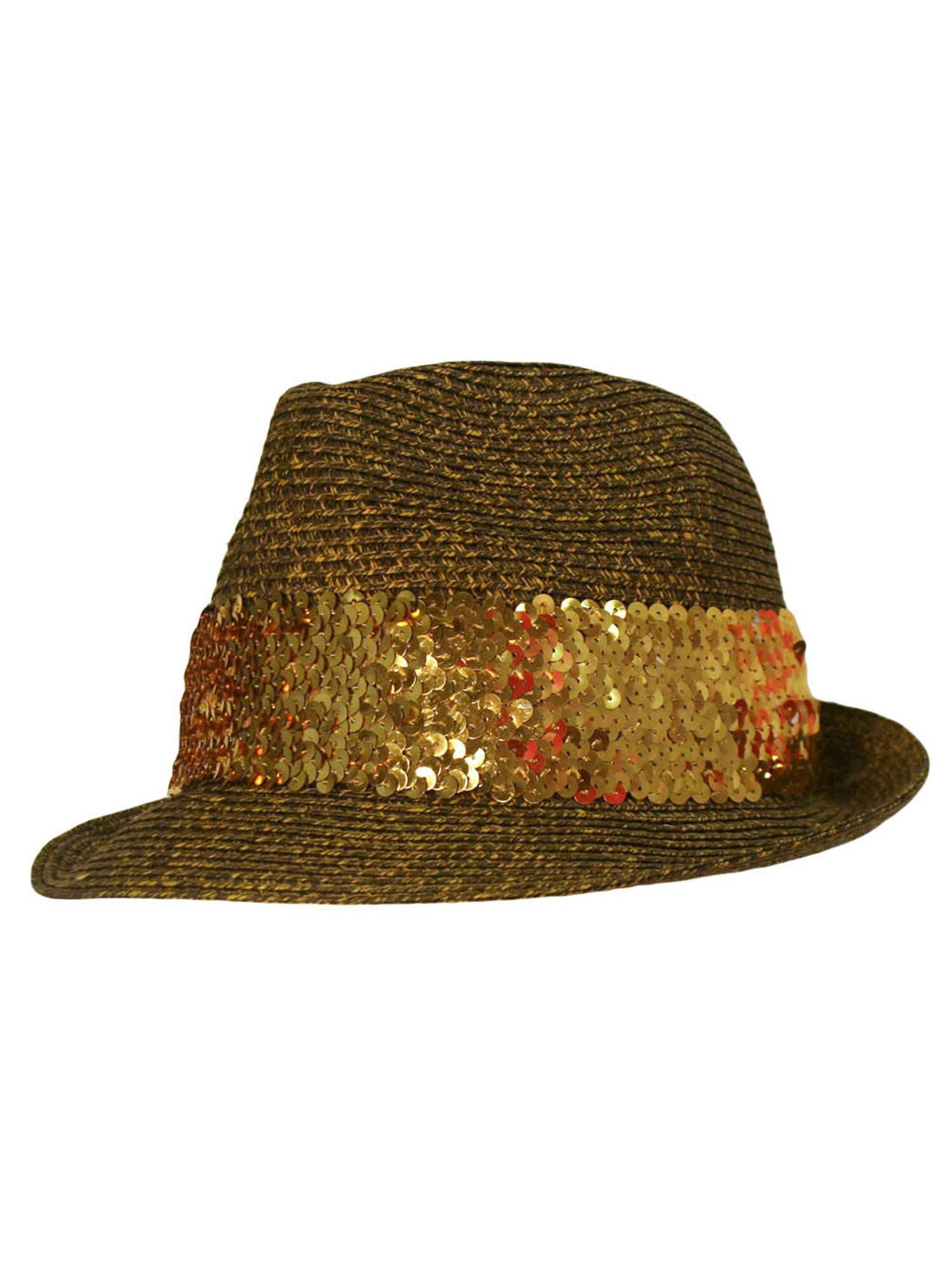 Olive Green Straw Fedora Hat With Sequin Hat Band - Walmart.com display picture 3