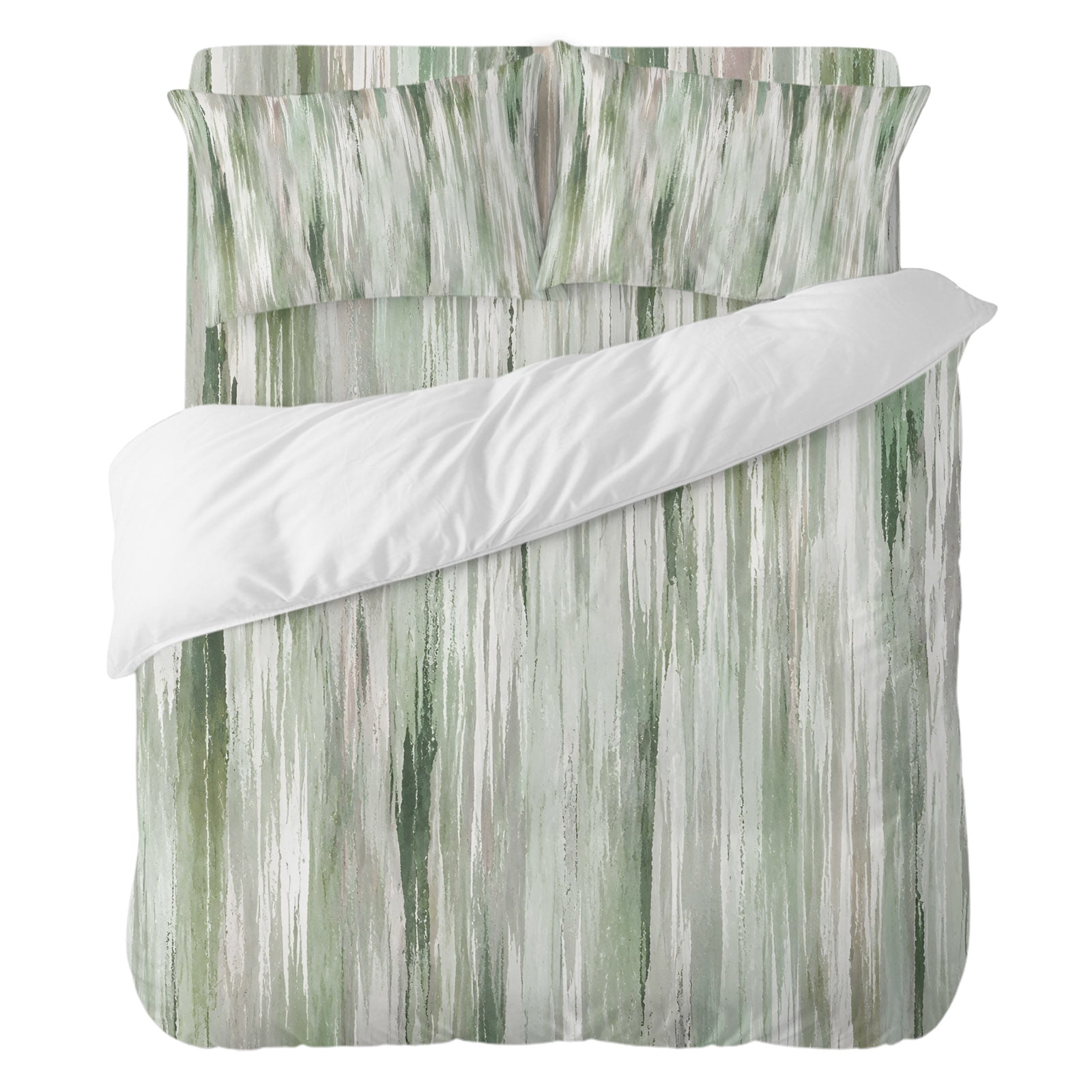 Abstack Sheef Olive Green Stripe King Duvet Cover Set, Country Vintage Abstract ...
