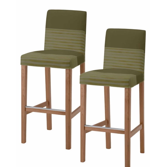 Olive Green Striped Bar Stool Covers Set of 2, Vintage Stripes Ombre Stretch Washable Bar Chair Covers with Backs, Removable Pub Counter Height Chair Cover for Kitchen Dining Room Cafe