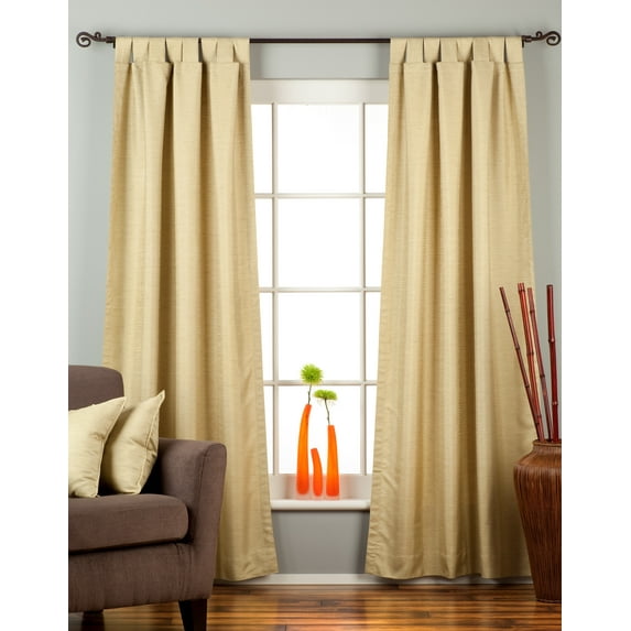 Olive Green Tab Top Matka Raw Silk Curtain / Drape - 60W x 108L - Piece
