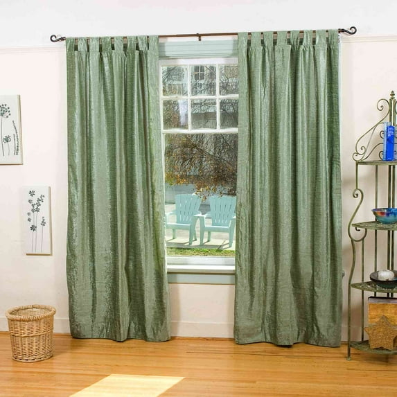 Olive Green Tab Top Velvet Curtain / Drape / Panel - 80W x 120L - Piece