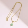 thumbnail image 1 of Olive Green Teardrop Pendant Necklace Women's Jewelry Minimalist Layering Chain, 1 of 6