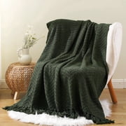 Battilo Olive Green Throw Blanket for Bed,Soft Knitted Throws for Spring Home Decor,Green Blanket,50"x60"